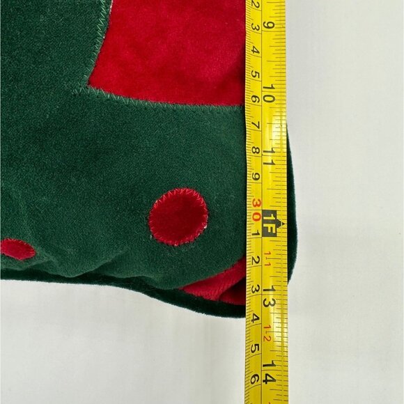 Vintage Christmas Tree Throw Pillow Red Green Velvet Sequins Holiday Decor - Picture 5 of 7